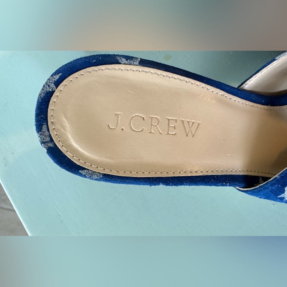 J. Crew Blue Star-Print Pointed Toe Knot Mules - Picture 7 of 12